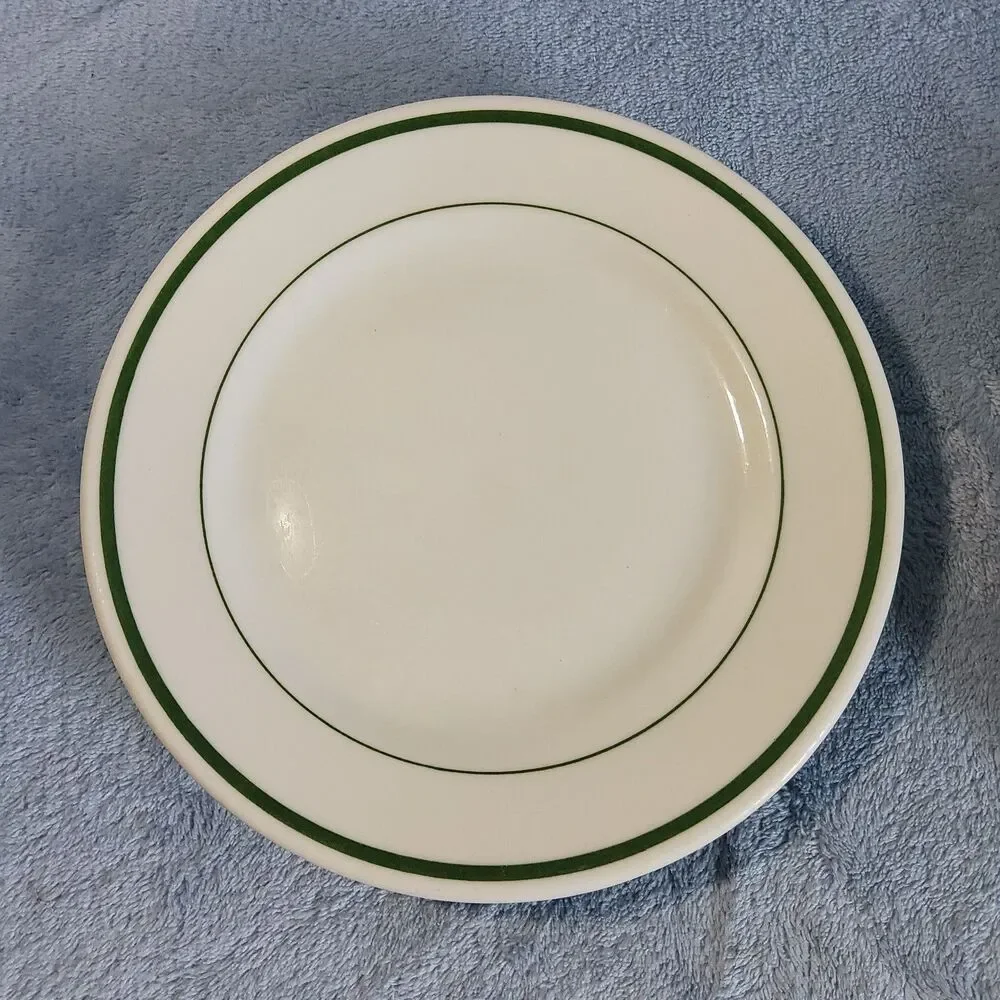 2 Vintage Restaurantware Albert Pick Co Green Band Salad Bread Plates 7.5
